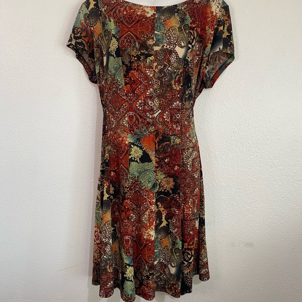 Connected Apparel Multicolor Patchwork Dress - image 1